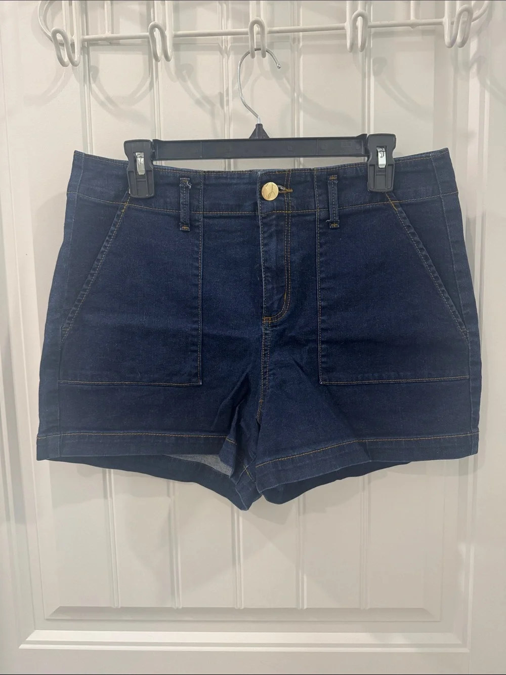 ANN TAYLOR LOFT Dark Wash Blue Denim Jean Painter Style Size 8 $60 EUC KL